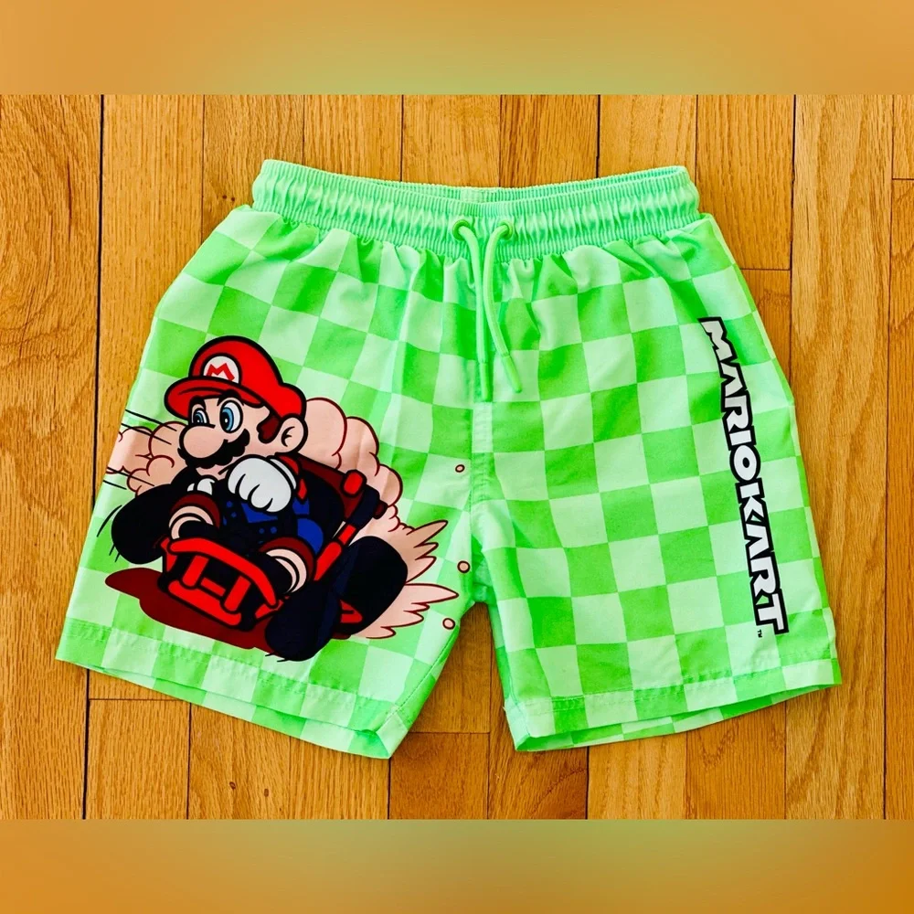 Mario Kart Green Swim Shorts & Blue Swim Shorts Primark Size 6-7 Y